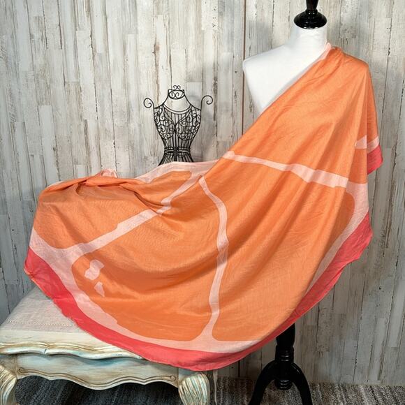 NWT Kate Spade Grapefruit Pareo Scarf Sarong Wrap Cover Up - Picture 3 of 9